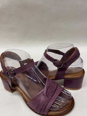 MIZ MOOZ WOMEN'S ANKLE STRAP LEATHER HEELED SANDALS VIOLET 37EU / 7US # T-75